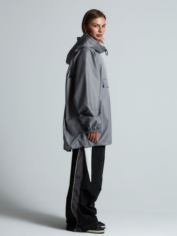 Дождевик-анорак Hard Work, укороченный, серый, единый размер — изображение 10