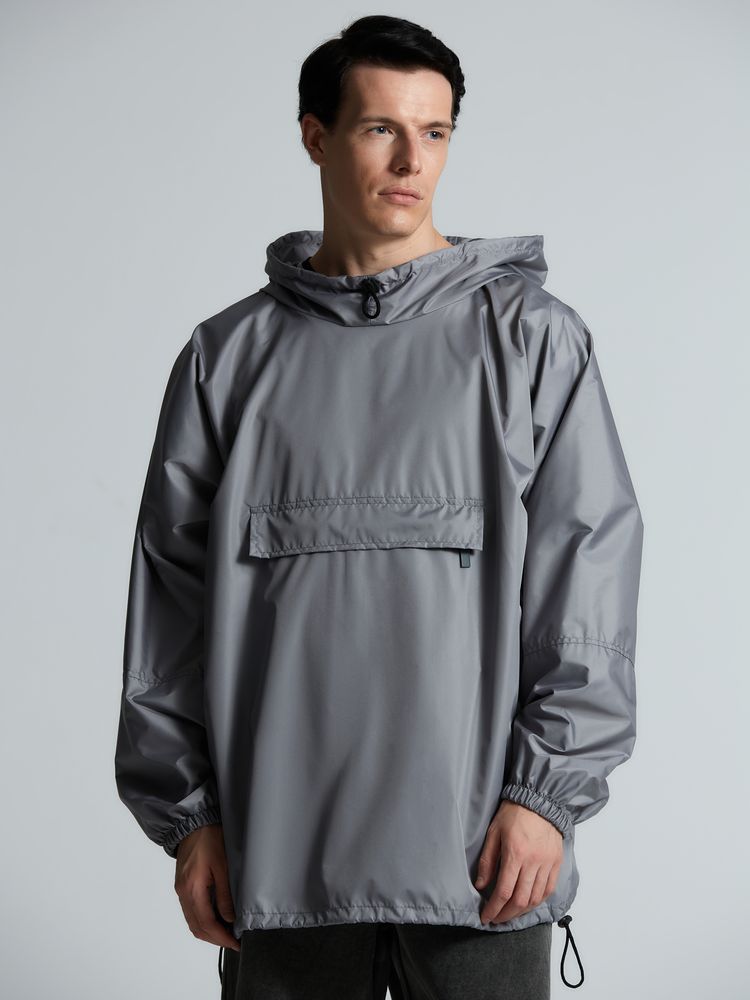 Дождевик-анорак Hard Work, укороченный, серый, единый размер — изображение 13