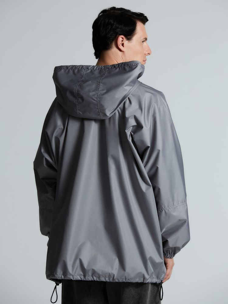 Дождевик-анорак Hard Work, укороченный, серый, единый размер — изображение 15
