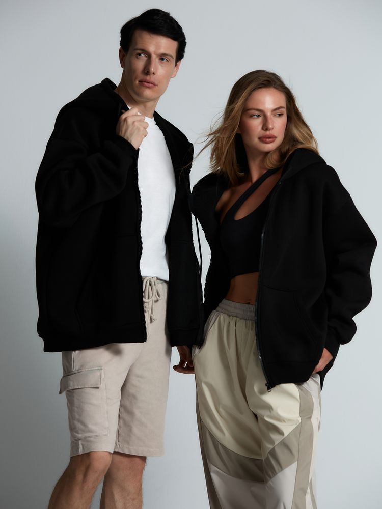 Толстовка унисекс оверсайз Zippy, черная — изображение 15