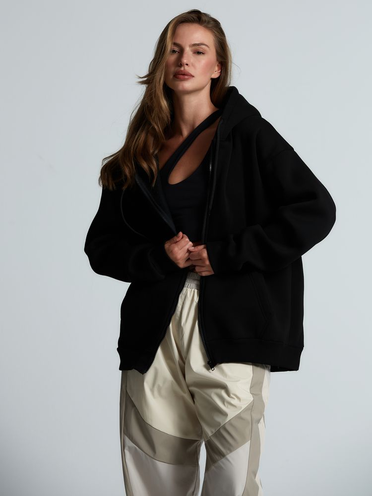 Толстовка унисекс оверсайз Zippy, черная — изображение 8