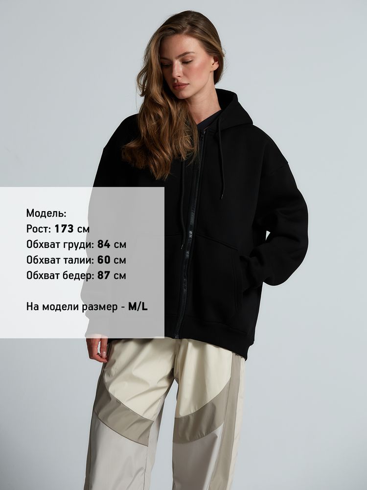 Толстовка унисекс оверсайз Zippy, черная — изображение 7