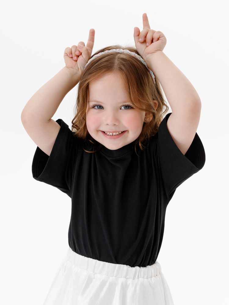 Футболка детская оверсайз Teezer, черная — изображение 5