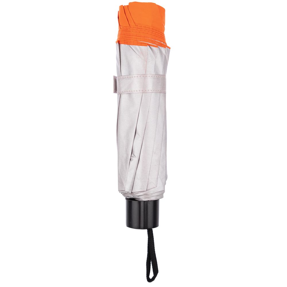 Зонт наоборот складной Stardome, оранжевый с серебристым — изображение 5