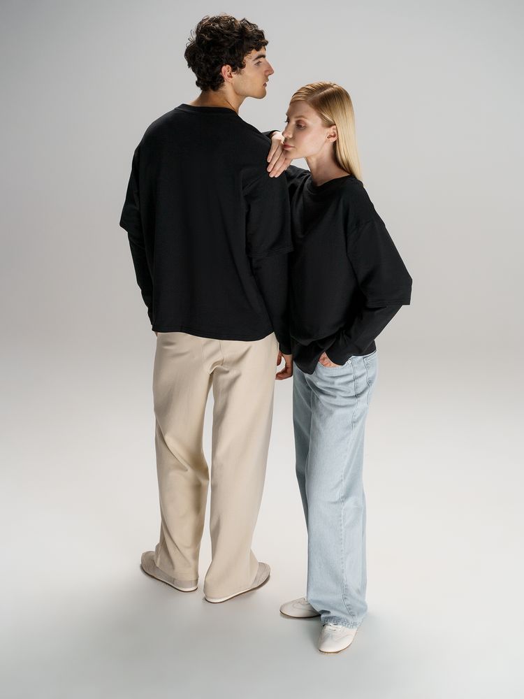 Футболка оверсайз с двойным рукавом Kosmos, черная — изображение 10