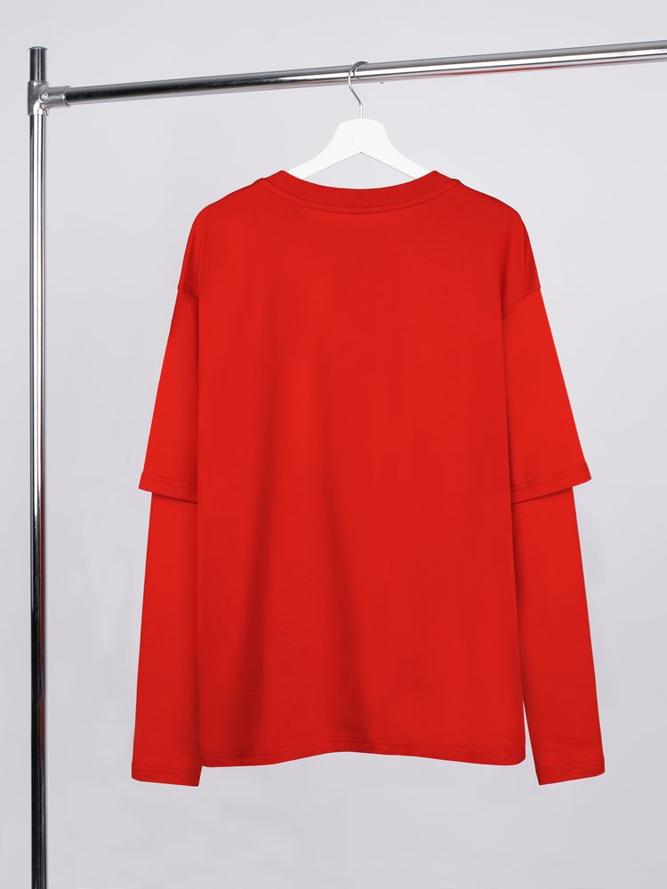 Футболка оверсайз с двойным рукавом Kosmos, красная — изображение 3