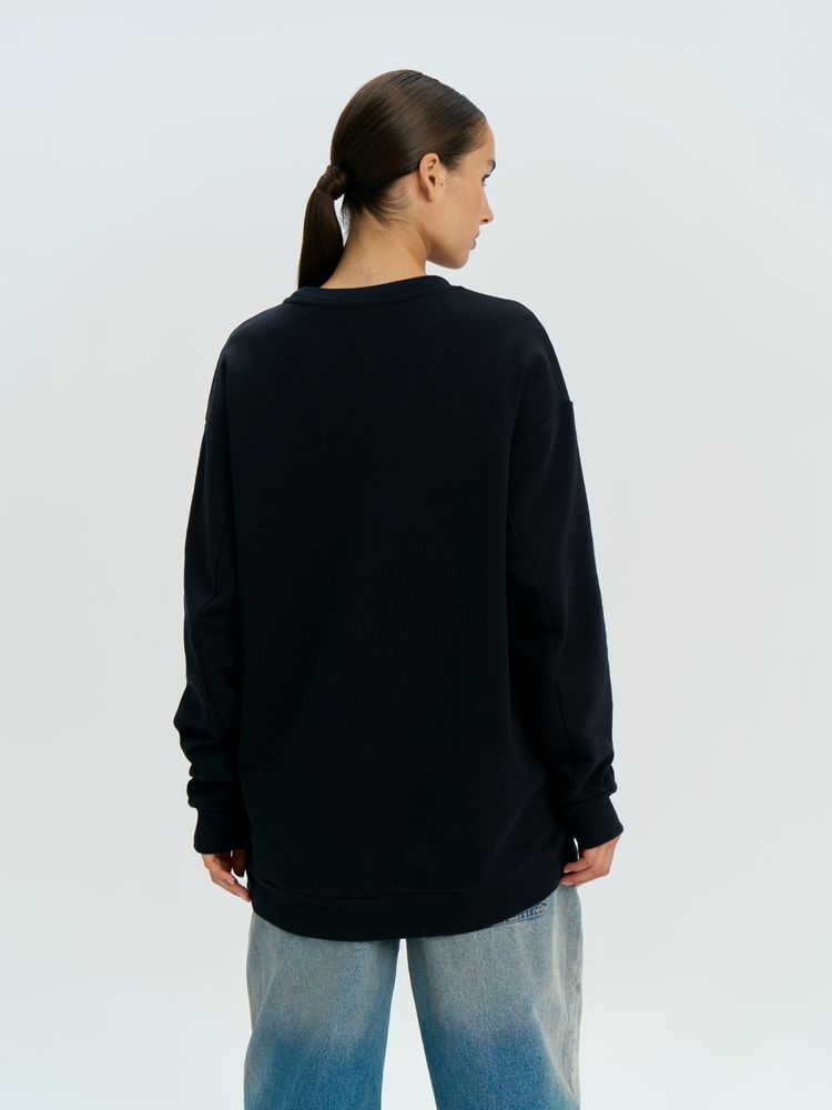 Свитшот оверсайз унисекс Omnifit, черный — изображение 14