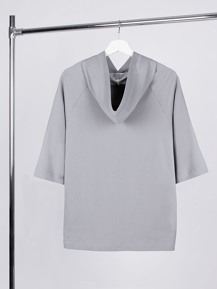 Футболка оверсайз унисекс с капюшоном Neofit, светло-серая — изображение 3