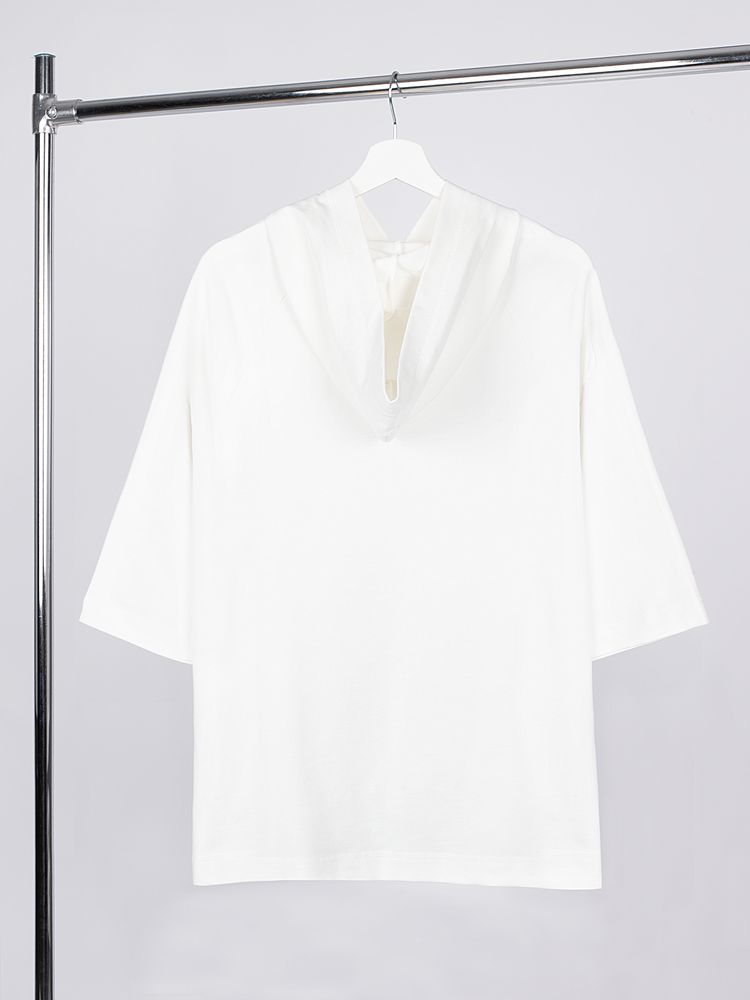 Футболка оверсайз унисекс с капюшоном Neofit, молочно-белая — изображение 3