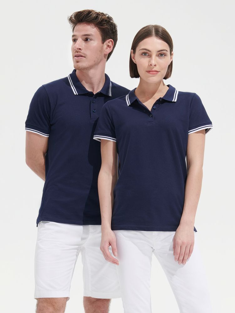 Рубашка поло мужская Pasadena Men 200 с контрастной отделкой, черная с белым — изображение 7