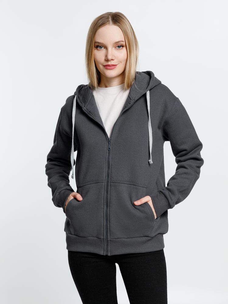 Толстовка на молнии с капюшоном Siverga Heavy, темно-серая (графит) — изображение 9