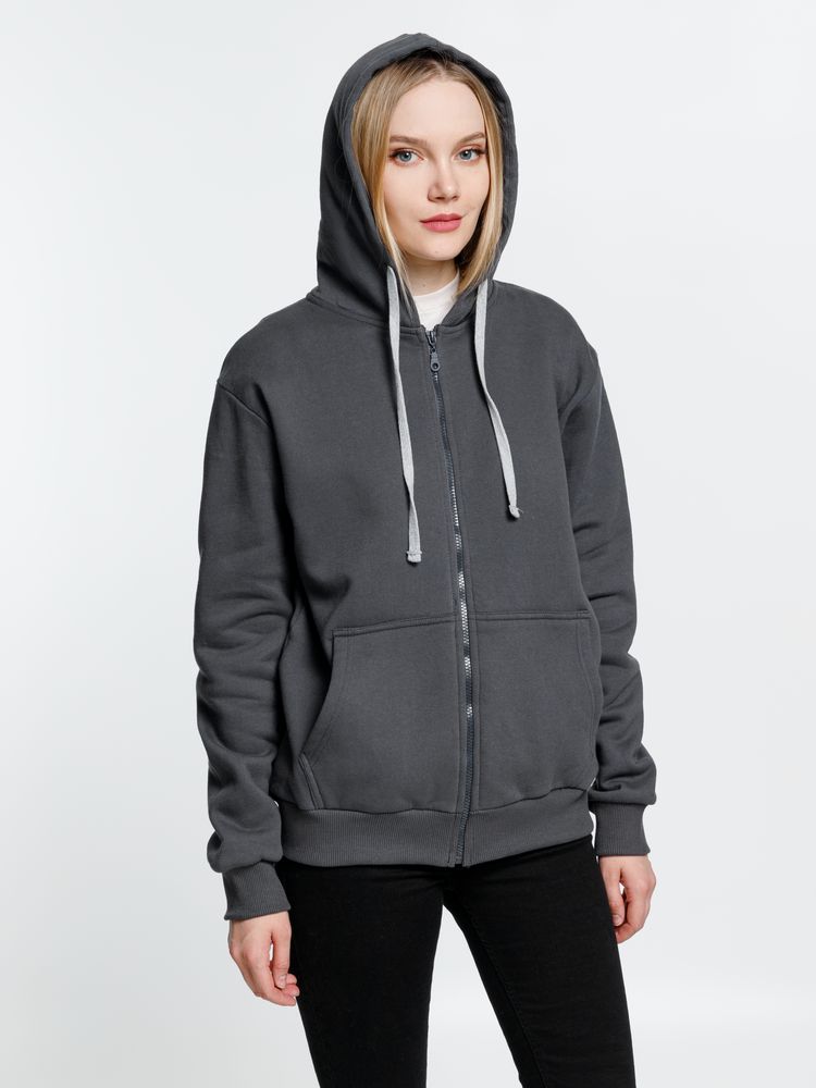 Толстовка на молнии с капюшоном Siverga Heavy, темно-серая (графит) — изображение 11