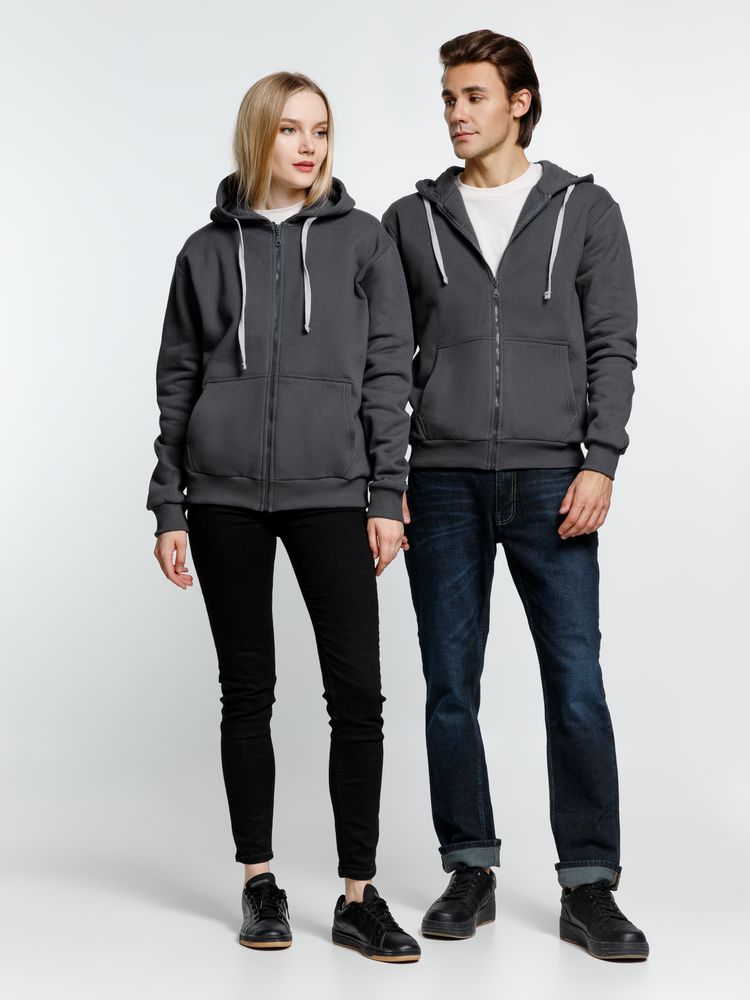 Толстовка на молнии с капюшоном Siverga Heavy, темно-серая (графит) — изображение 12