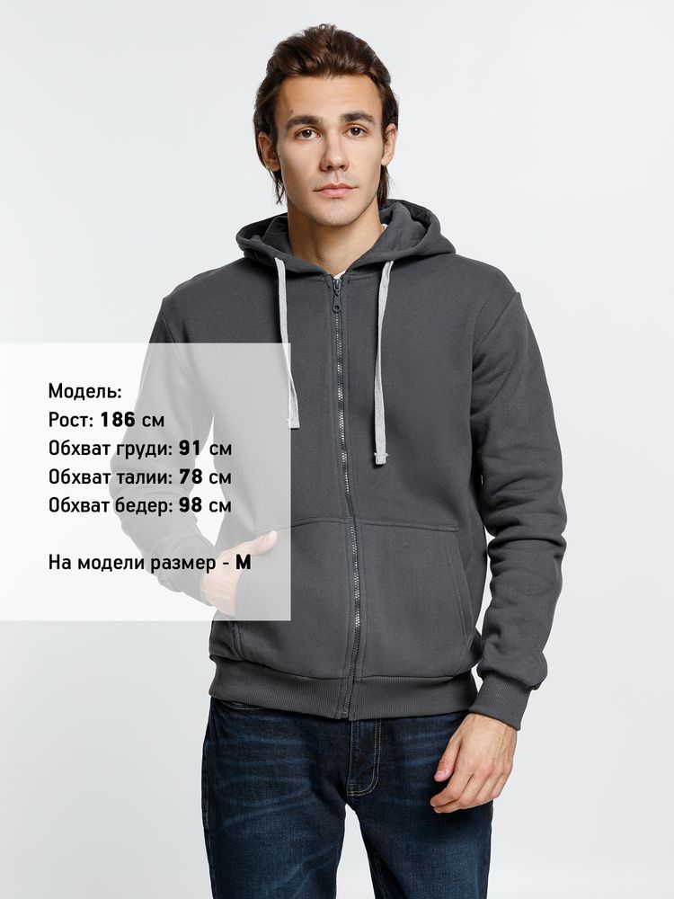 Толстовка на молнии с капюшоном Siverga Heavy, темно-серая (графит) — изображение 4