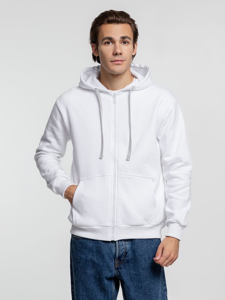 Толстовка на молнии с капюшоном Siverga Heavy, белая (белоснежная) — изображение 4