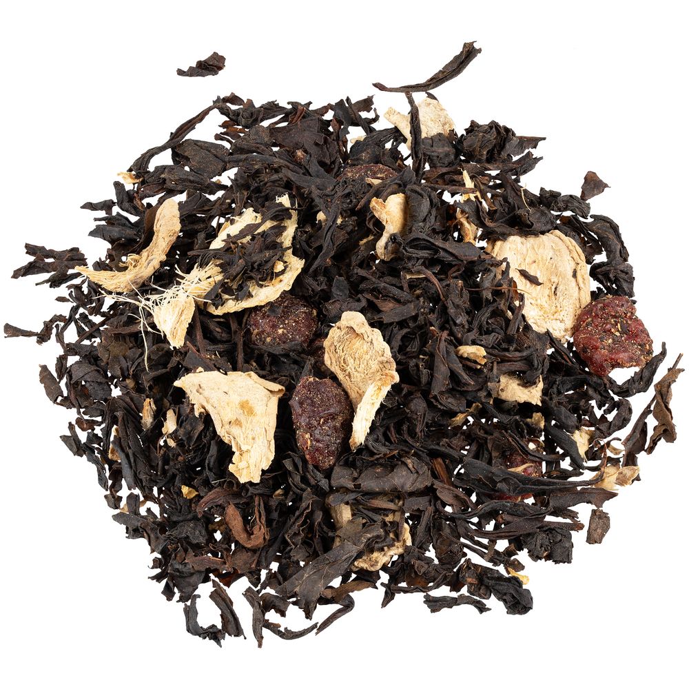 Чай «Сокочай» в зеленой декоративной банке, черный с клюквой и имбирем — изображение 3