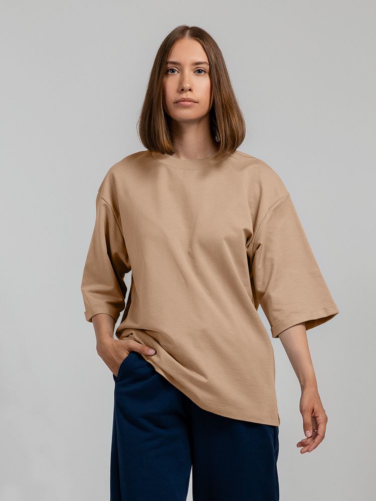 Футболка оверсайз унисекс Kosmos 2.0, бежевая — изображение 9