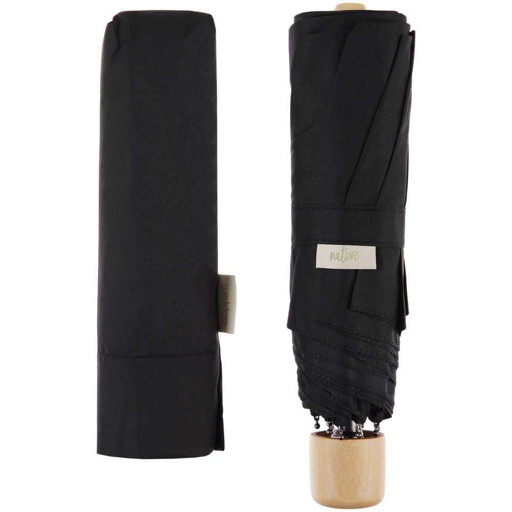 Зонт складной Nature Mini, черный — изображение 8