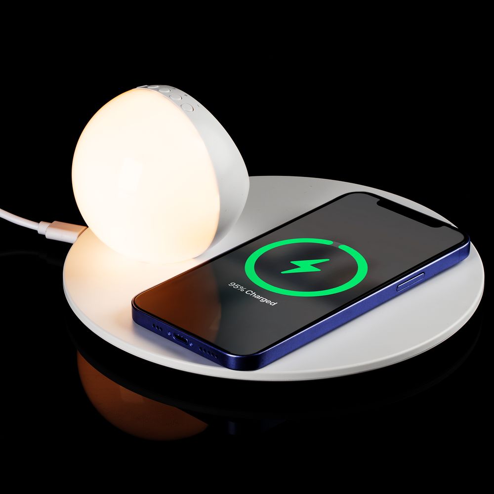 Станция беспроводной зарядки с часами и подсветкой GlobeBee, белая — изображение 11