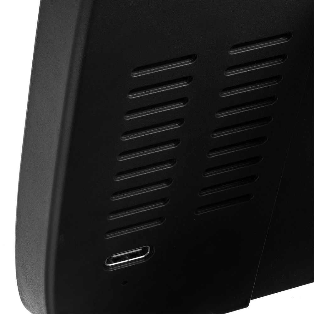 Станция беспроводной зарядки с часами и календарем и подсветкой лого Novem, черная — изображение 7