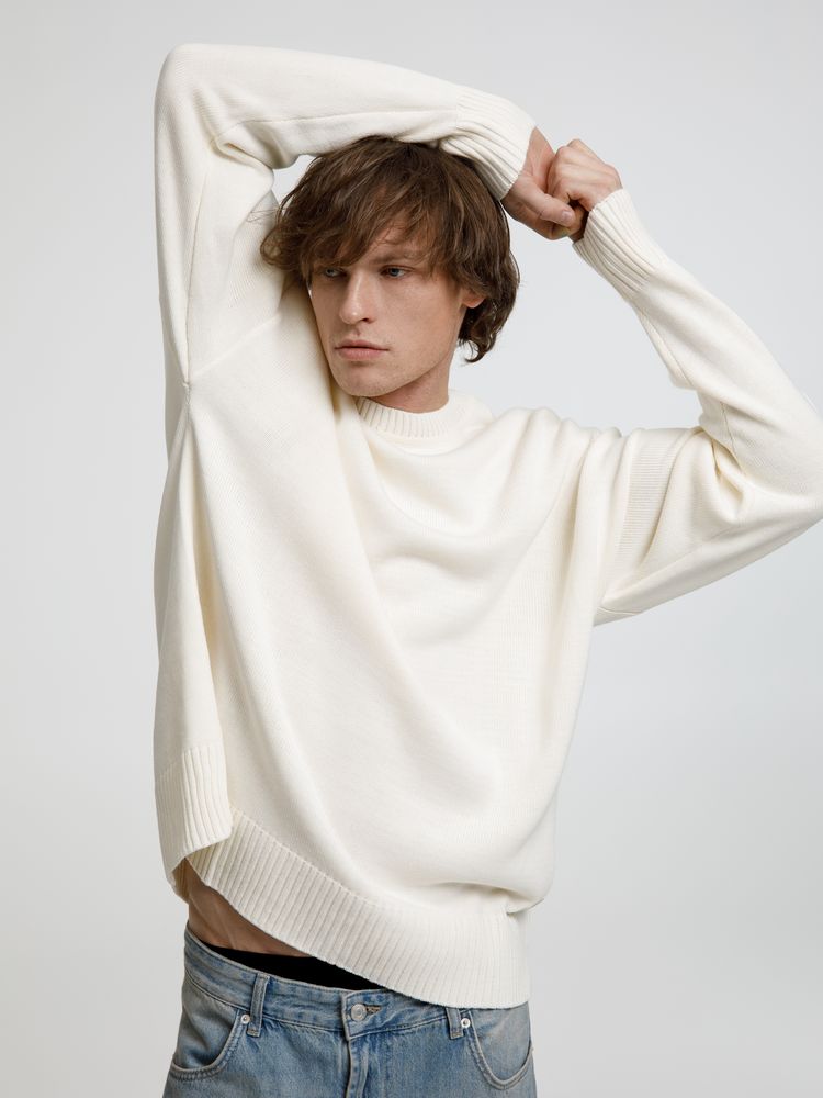 Джемпер оверсайз унисекс Stated в сумке, белый (молочный) — изображение 9