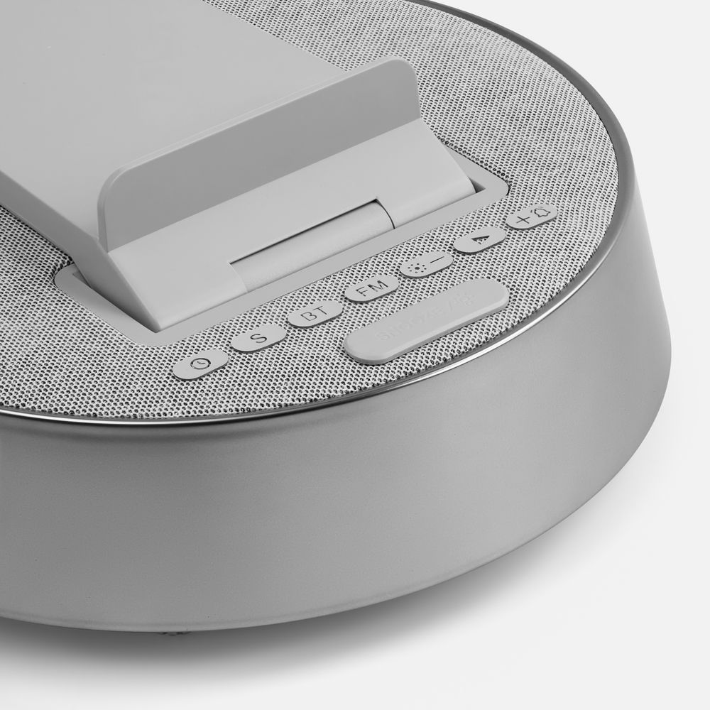 Bluetooth-колонка с беспроводной зарядкой и часами netEnergy, серая — изображение 9