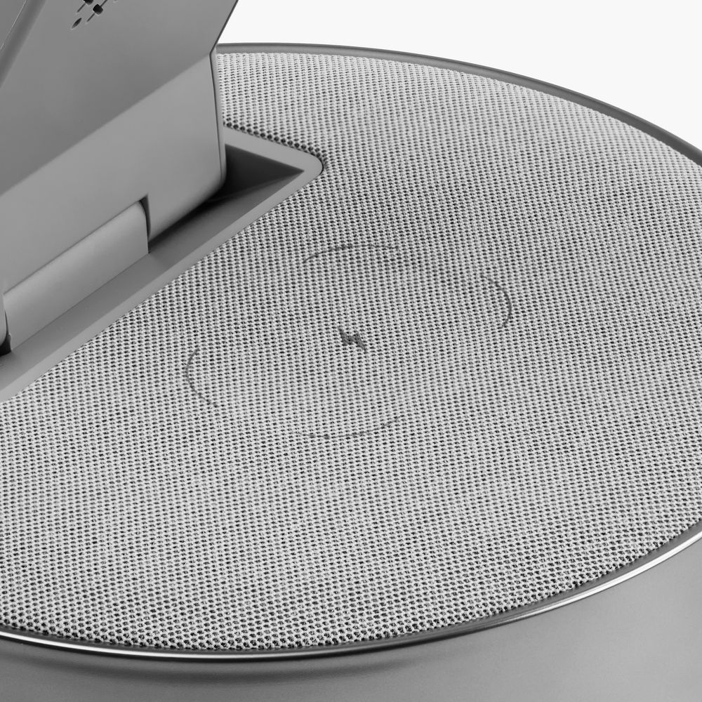Bluetooth-колонка с беспроводной зарядкой и часами netEnergy, серая — изображение 10