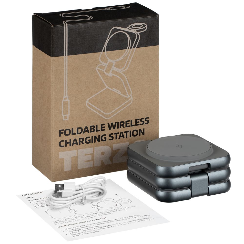 Складная станция беспроводной зарядки Terza, серебристая — изображение 11