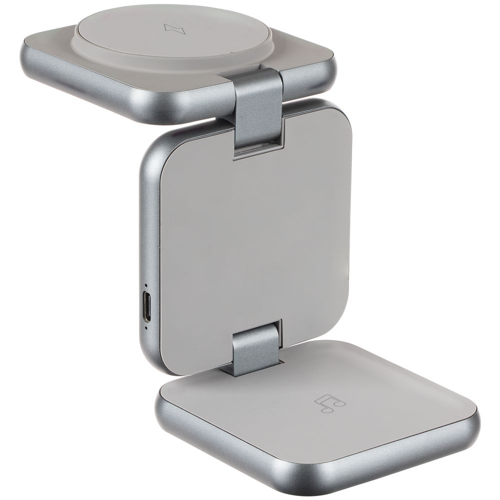 Складная станция беспроводной зарядки Terza, серебристая — изображение 5