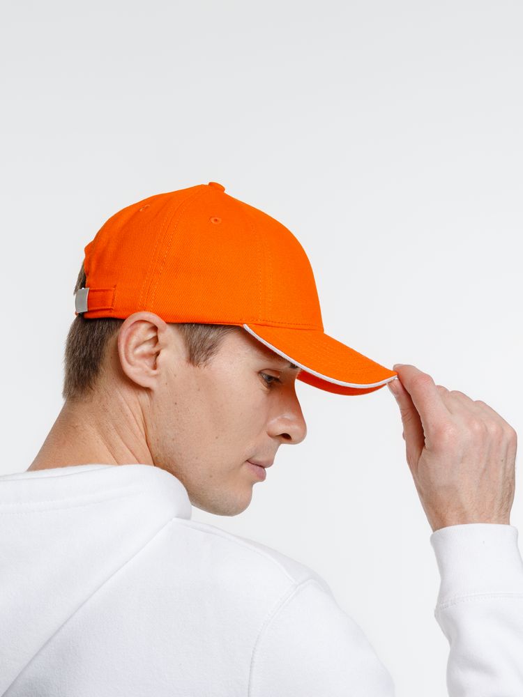 Бейсболка Spiker, оранжевая с белым — изображение 10