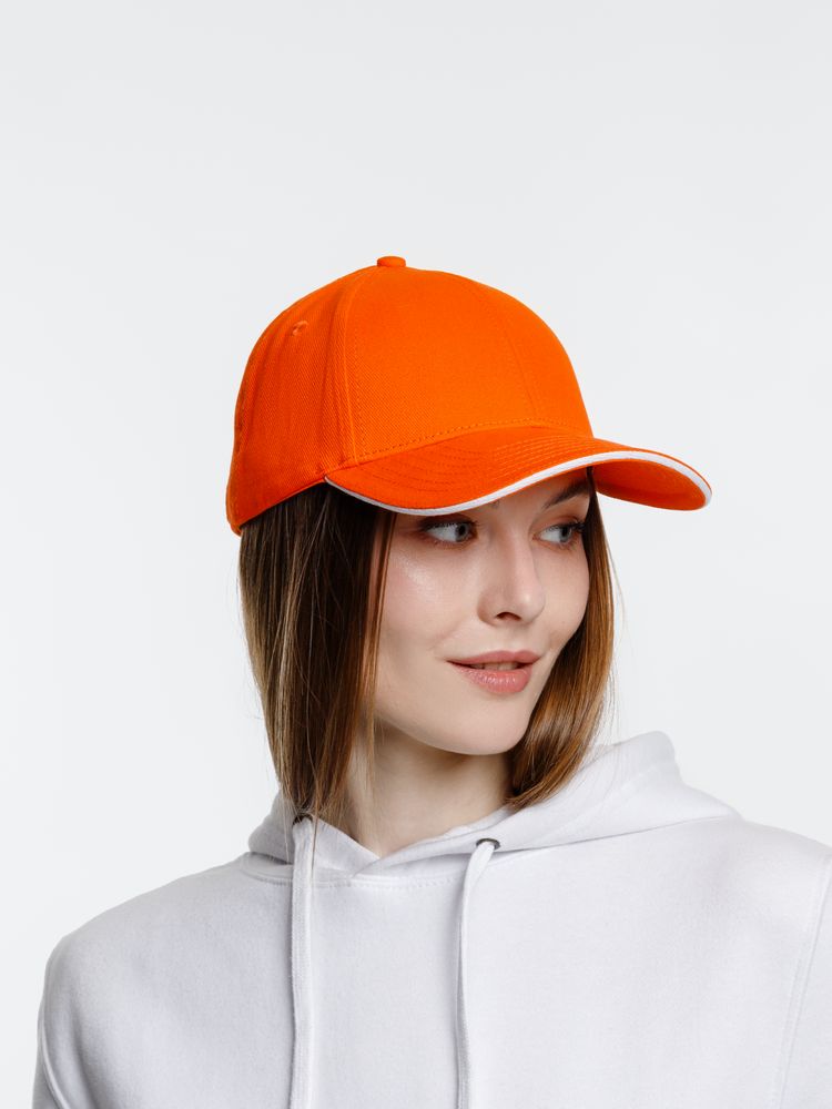 Бейсболка Spiker, оранжевая с белым — изображение 7