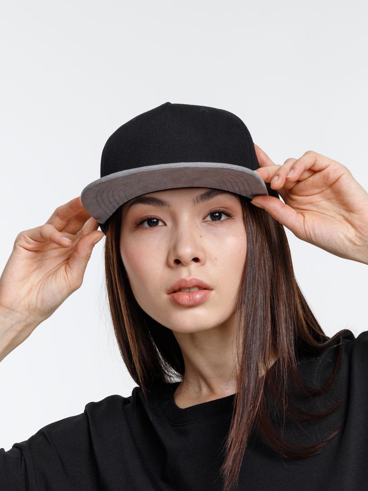 Бейсболка Foreside с прямым козырьком, черная с серым — изображение 6