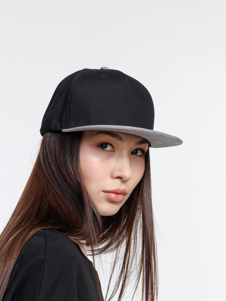 Бейсболка Foreside с прямым козырьком, черная с серым — изображение 7