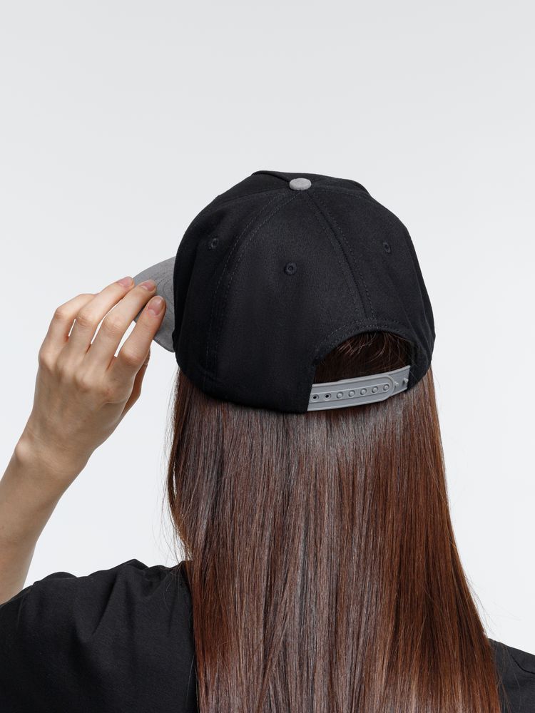 Бейсболка Foreside с прямым козырьком, черная с серым — изображение 8