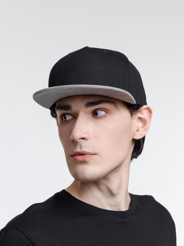 Бейсболка Foreside с прямым козырьком, черная с серым — изображение 9