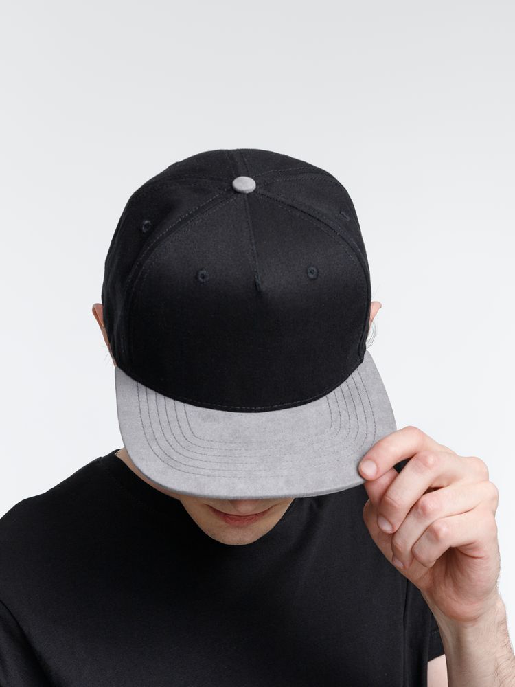 Бейсболка Foreside с прямым козырьком, черная с серым — изображение 10