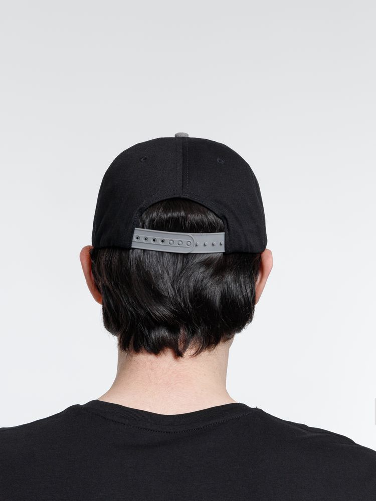 Бейсболка Foreside с прямым козырьком, черная с серым — изображение 11