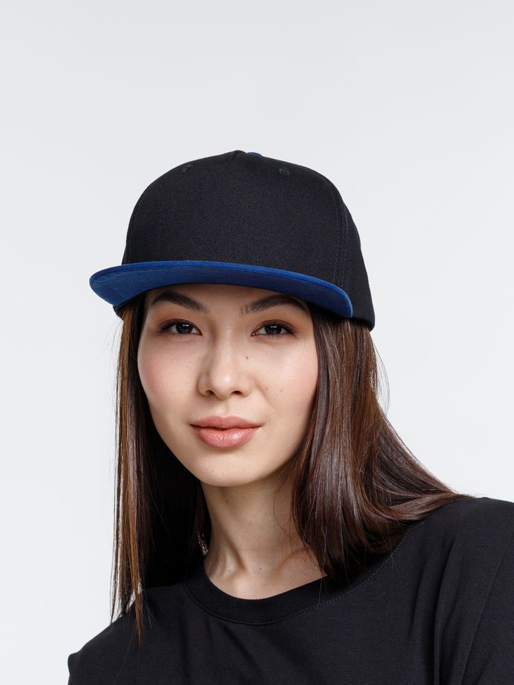 Бейсболка Foreside с прямым козырьком, черная с синим — изображение 9