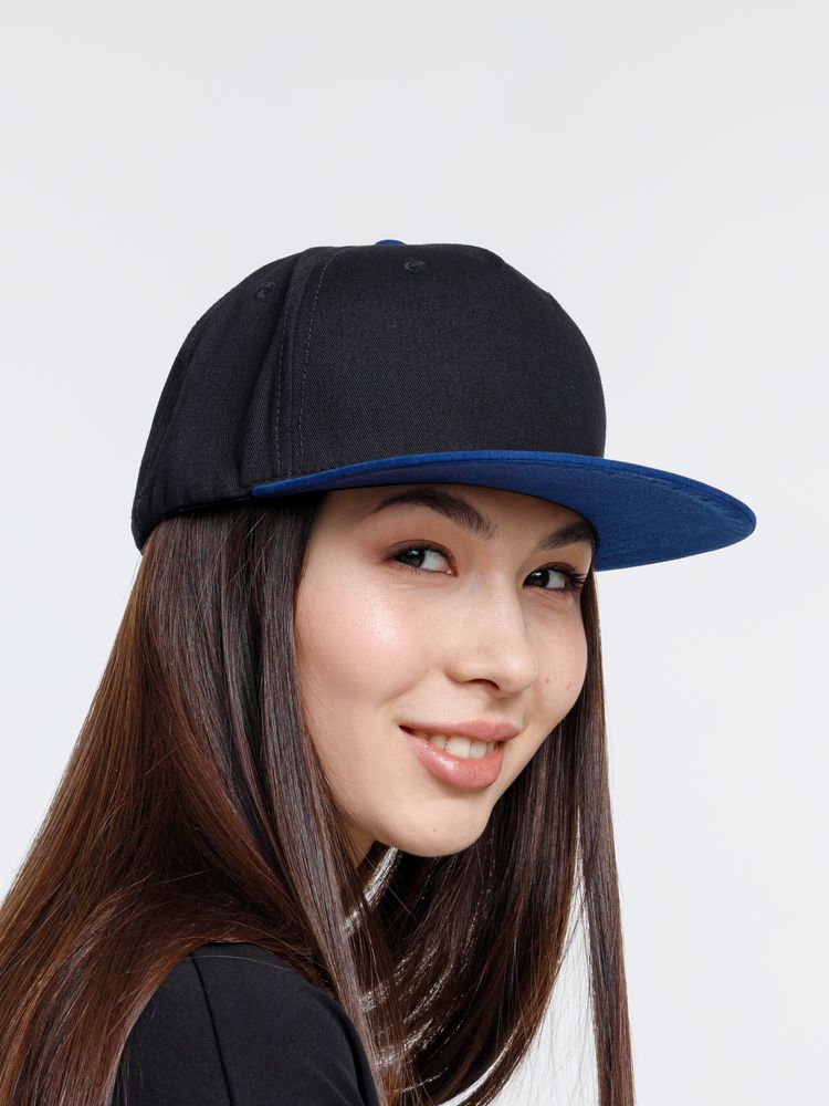 Бейсболка Foreside с прямым козырьком, черная с синим — изображение 10