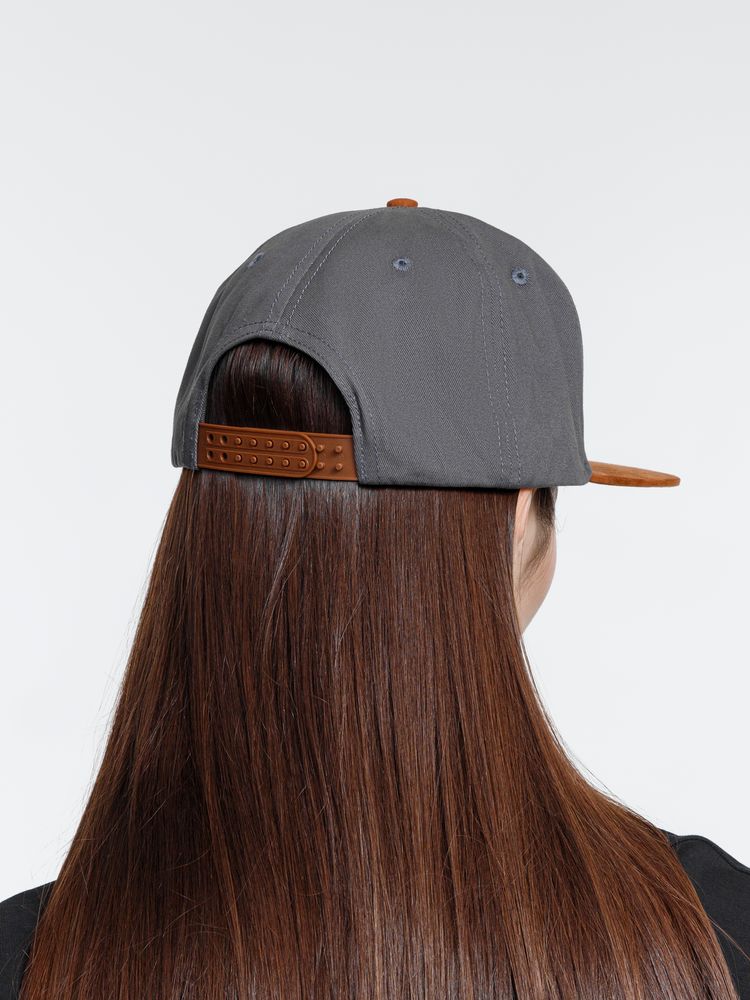 Бейсболка Foreside с прямым козырьком, серая с коричневым — изображение 8