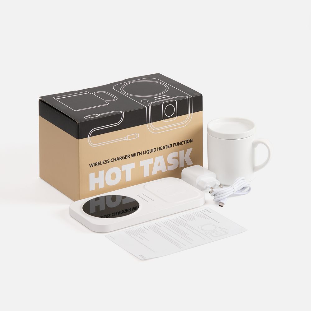 Беспроводное зарядное устройство с подогревом кружки Hot Task, белое — изображение 12