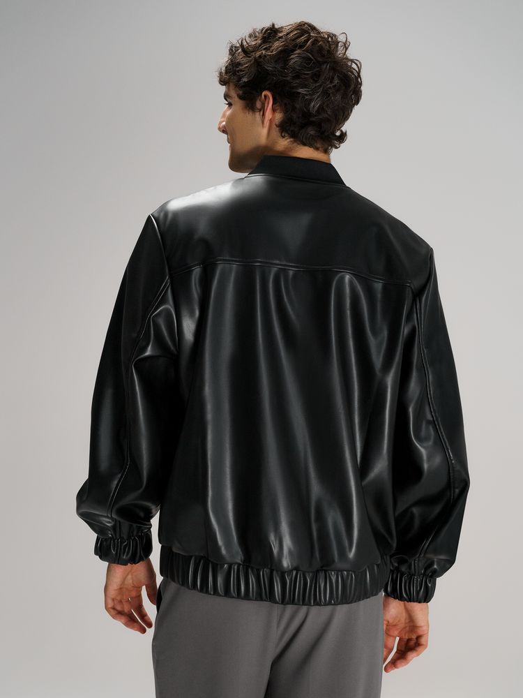 Бомбер из искусственной кожи Univer, черный — изображение 11