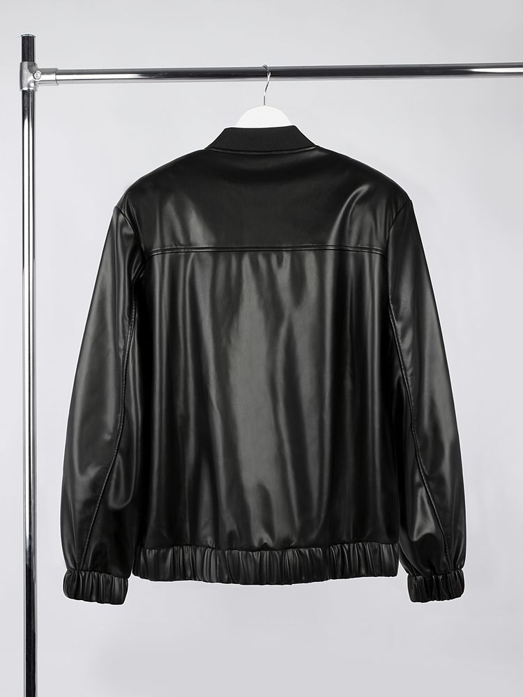 Бомбер из искусственной кожи Univer, черный — изображение 4