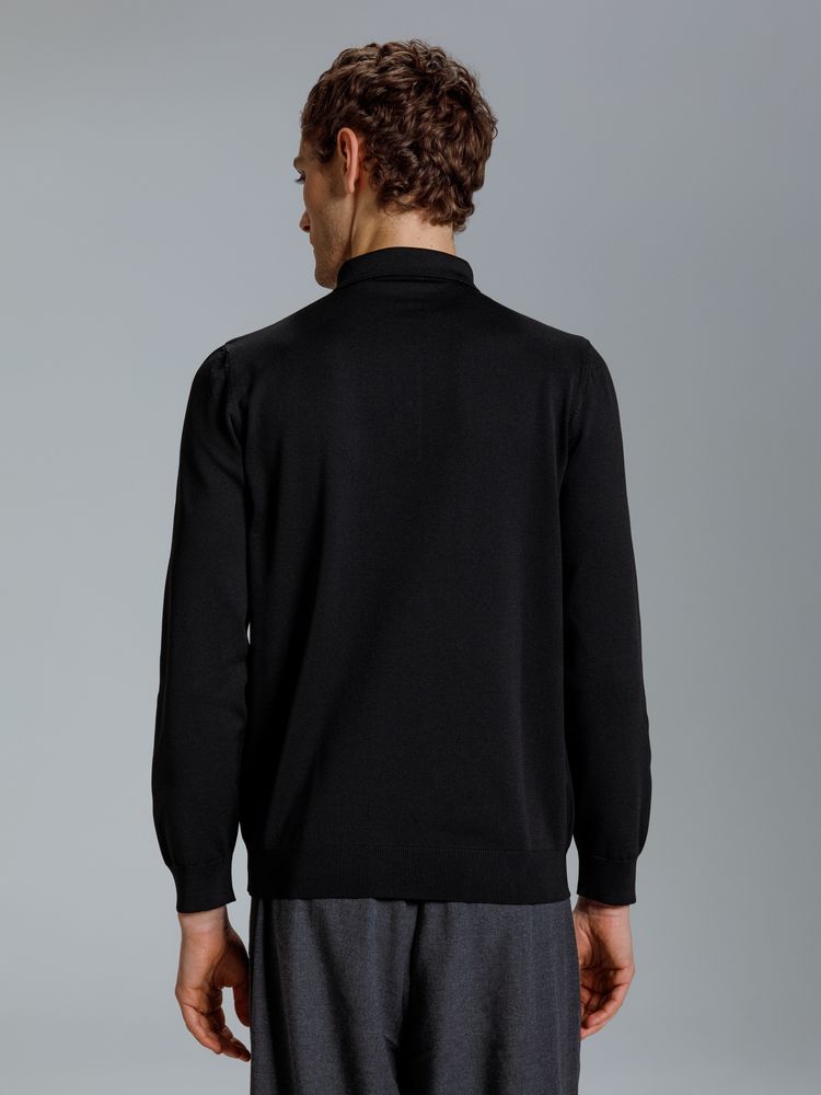 Рубашка поло мужская с длинным рукавом Terrazzo, черная — изображение 8