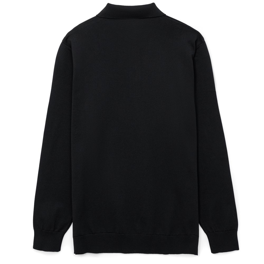 Рубашка поло мужская с длинным рукавом Terrazzo, черная — изображение 3