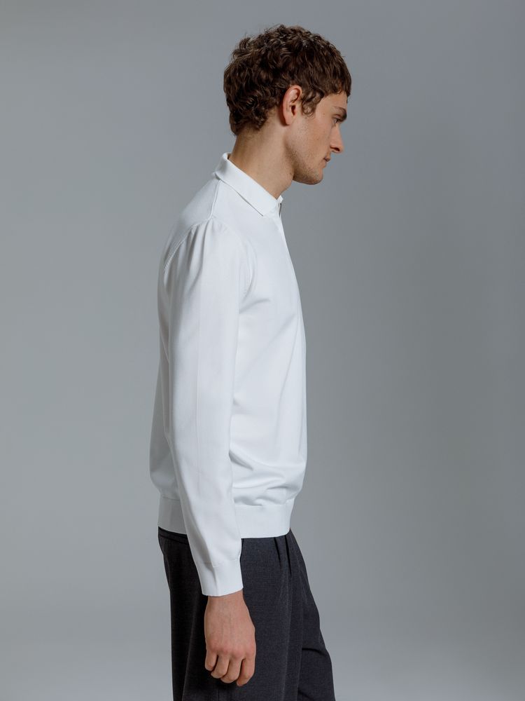 Рубашка поло мужская с длинным рукавом Terrazzo, белая — изображение 7