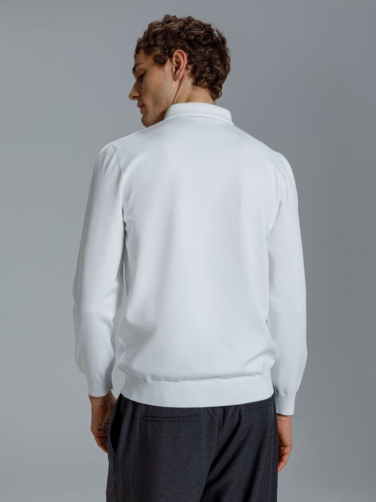 Рубашка поло мужская с длинным рукавом Terrazzo, белая — изображение 8