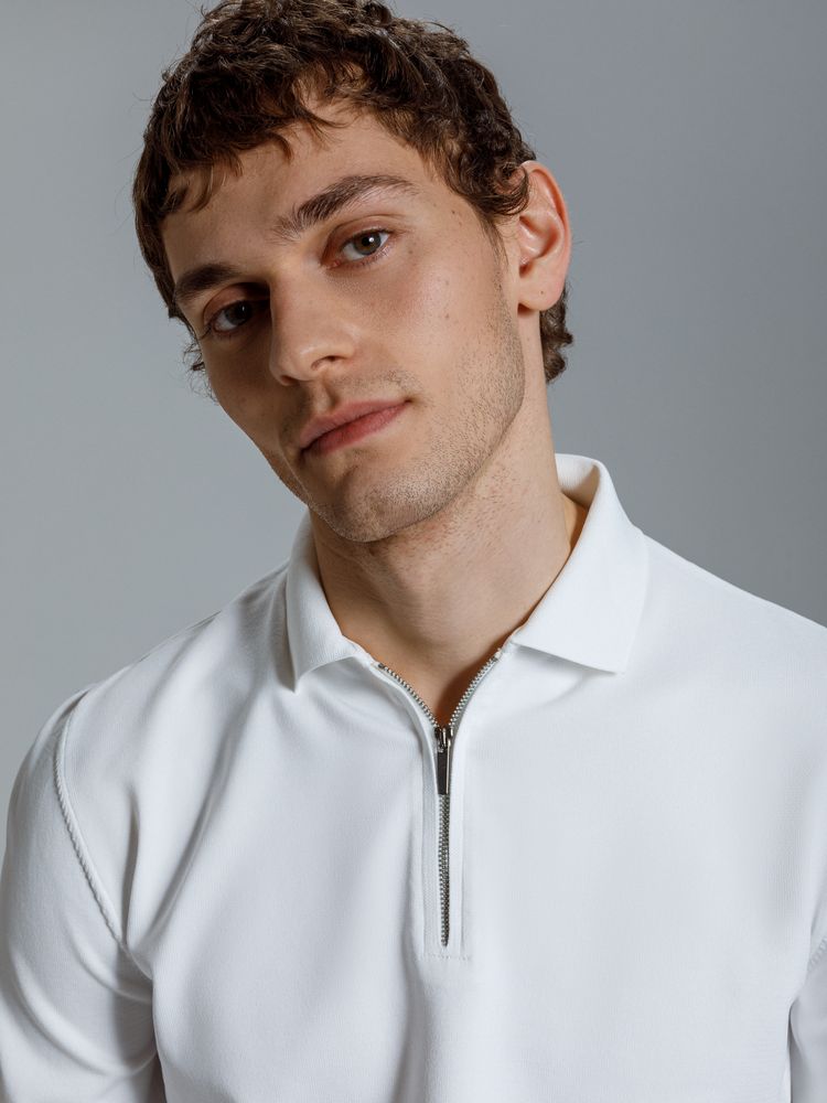 Рубашка поло мужская с длинным рукавом Terrazzo, белая — изображение 9