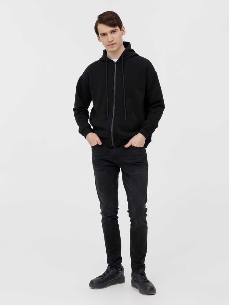 Толстовка унисекс оверсайз на молнии Zippy Terry, черная — изображение 10