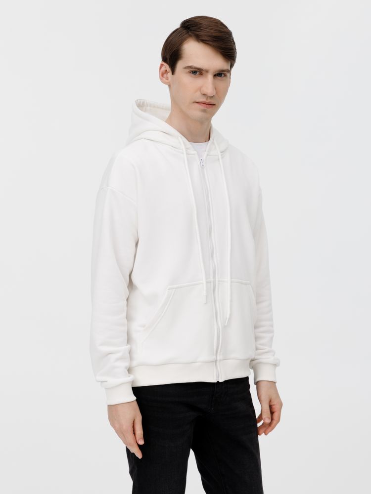 Толстовка унисекс оверсайз на молнии Zippy Terry, белая — изображение 15